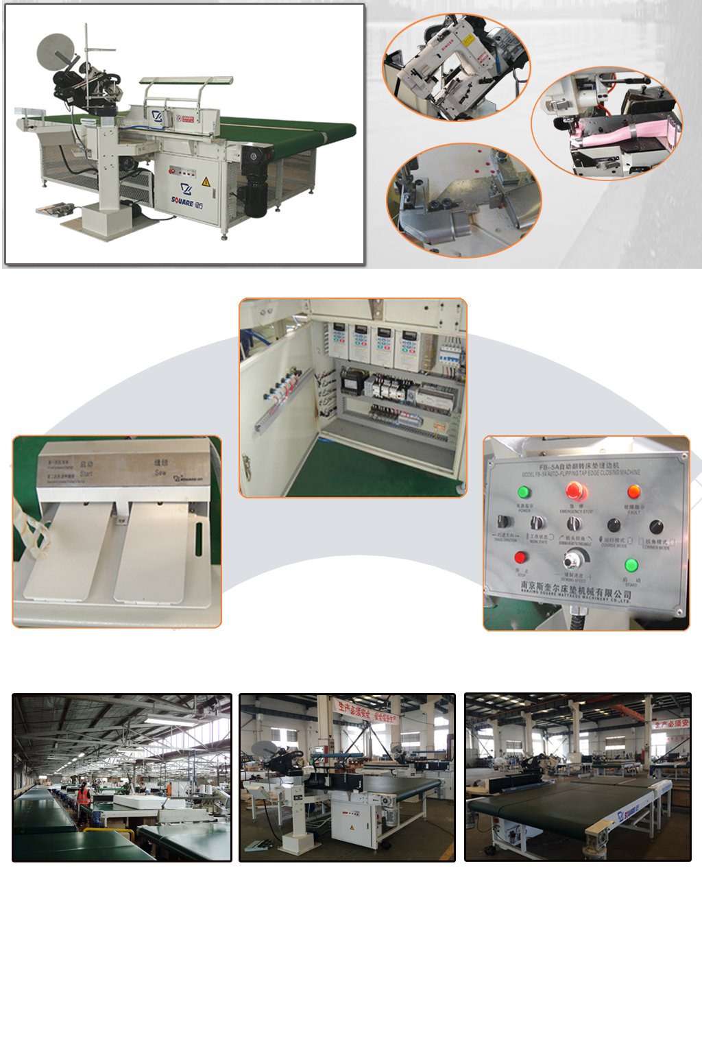 自動翻轉床墊縫紉圍邊機